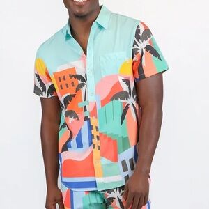 Tailored Fit Havana Waterproof Short Sleeve Performance Button-Up Shirt